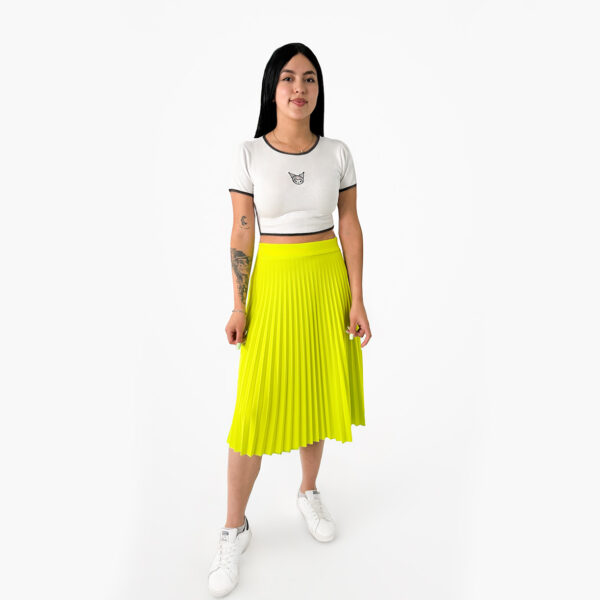 Falda Corta Plisada Verde Fluorescente