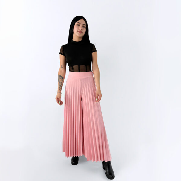 Pantalon Largo Plisado Rosado